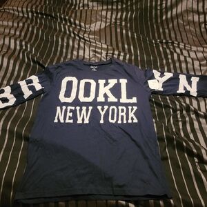 *NEW W TAGS On Fire Navy Blue Brooklyn New York Long Sleeve Tee